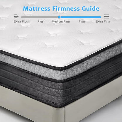 EIUE Queen Size Mattress 10 Inch,Bed-in-a-Box,Hybrid Mattress,Individual Pocket Spring Mattress,Medium Firm Mattresses,Breathable Comfortable for Sleep Supportive and Pressure Relief - LeafyLoom