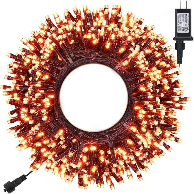 Toodour Halloween Orange Lights, 131ft 350 LED Plug in Halloween String Lights with 8 Modes and Timer, Connectable Outdoor Halloween Lights for Home, Party, Indoor Halloween Decor Toodour