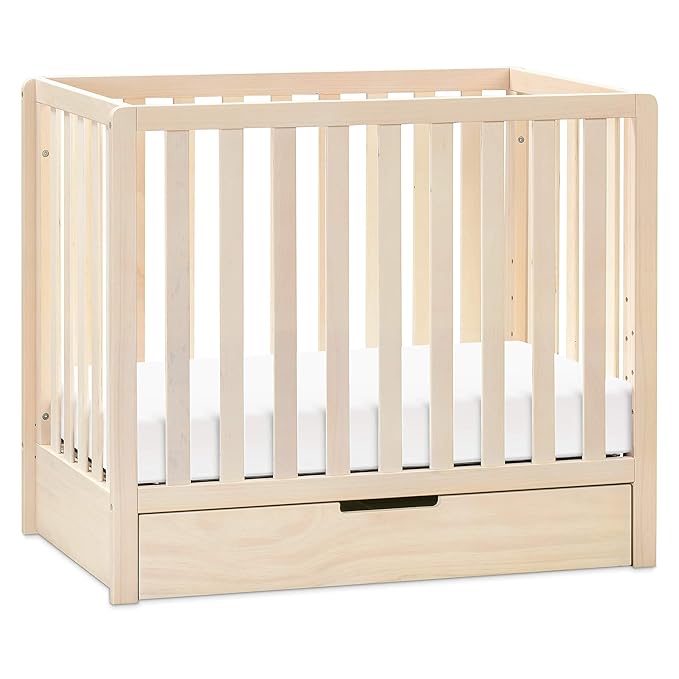 Carter's by DaVinci Colby 4-in-1 Convertible Mini Crib with Trundle Drawer in Washed Natural, Greenguard Gold Certified, Undercrib Storage - LeafyLoom