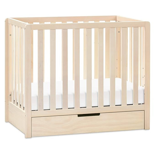 Carter's by DaVinci Colby 4-in-1 Convertible Mini Crib with Trundle Drawer in Washed Natural, Greenguard Gold Certified, Undercrib Storage - LeafyLoom