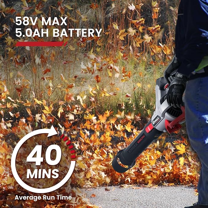 58V 930CFM Cordless Leaf Blower with 5.0AH Battery & Charger (LBL1493J) - LeafyLoom