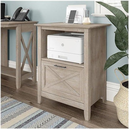 Bush Furniture Key West 1-Drawer Lateral File Cabinet, Letter/Legal, Washed Gray, 24-inch (KWF124WG-03) - LeafyLoom