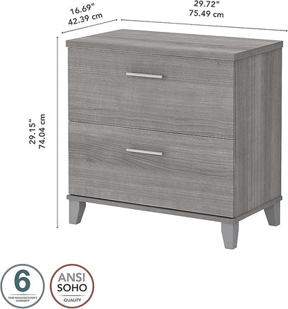 Bush Somerset 2-Drawer Lateral File Cabinet, Letter/Legal, Platinum Gray, 30-Inch (WC81280) - LeafyLoom