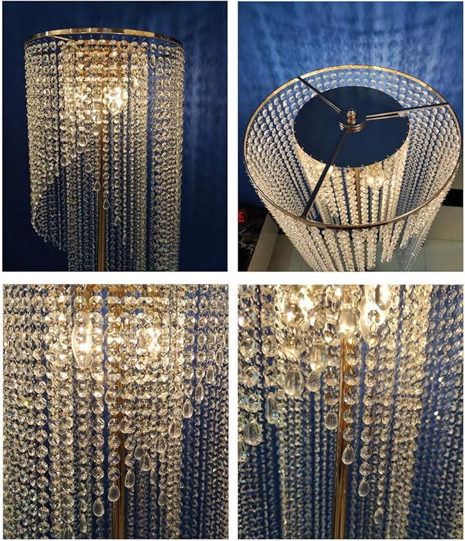 Raindrop Crystal Floor Lamp French Golden - LeafyLoom