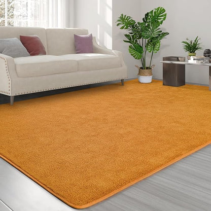 Area Rugs for Bedroom Living Room, 6x9 Orange Super Soft Comfy Thickened Memory-Foam Indoor Carpets, Modern Aesthetic Minimalist Carpet for Boys Girls Adults Apartment Nursery Home Décor - LeafyLoom