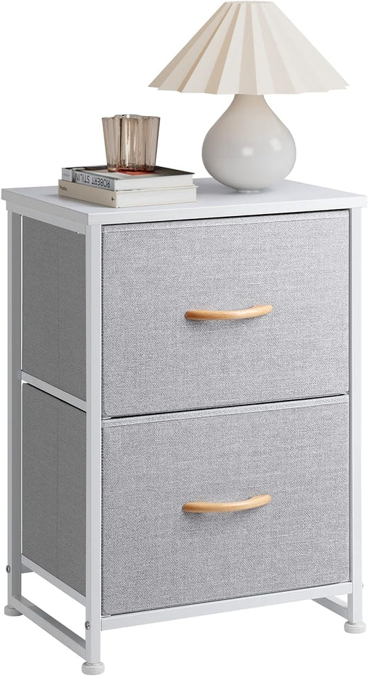 Nicehill Nightstand, Nightstand for Bedroom with Drawers, Small Dresser with Drawers, Bedside Table Bedside Furniture, Night Stand End Table with Storage Drawers for Bedroom, Light Grey - LeafyLoom