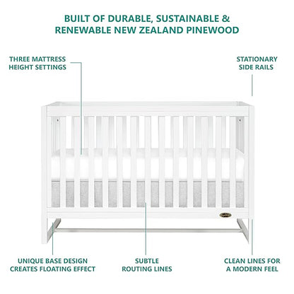 Arlo 5-in-1 Convertible Crib in White, JPMA Certified, 3 Mattress Height Settings, Non-Toxic Finish, Made of Sustainable and Sturdy Pinewood - LeafyLoom