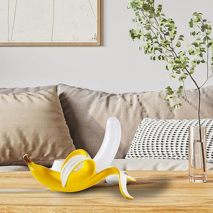 Modern Banana Table Lamp, Desk Lamp,Led Night Light Baking Finish Resin Banana Lighting Fixture for Living Room, Bedroom,Home Office,Kids Room (Lying) - LeafyLoom