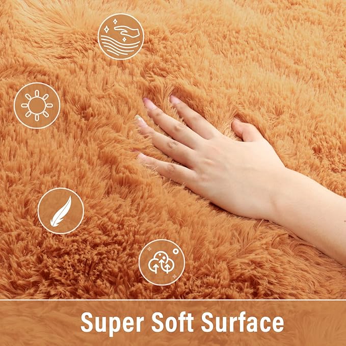 Merelax Soft Shaggy Rug for Kids Bedroom Oval 2.6'x5.3' Khaki Plush Fluffy Carpet for Living Room, Furry Carpet for Teen Girls Room, Anti-skid Fuzzy Comfy Rug for Nursery Decor Cute Baby Play Mat - LeafyLoom