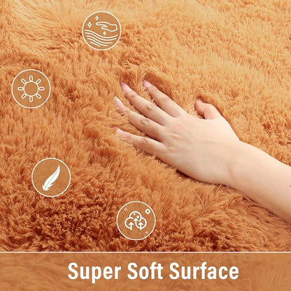 Merelax Soft Shaggy Rug for Kids Bedroom Oval 2.6'x5.3' Khaki Plush Fluffy Carpet for Living Room, Furry Carpet for Teen Girls Room, Anti-skid Fuzzy Comfy Rug for Nursery Decor Cute Baby Play Mat - LeafyLoom