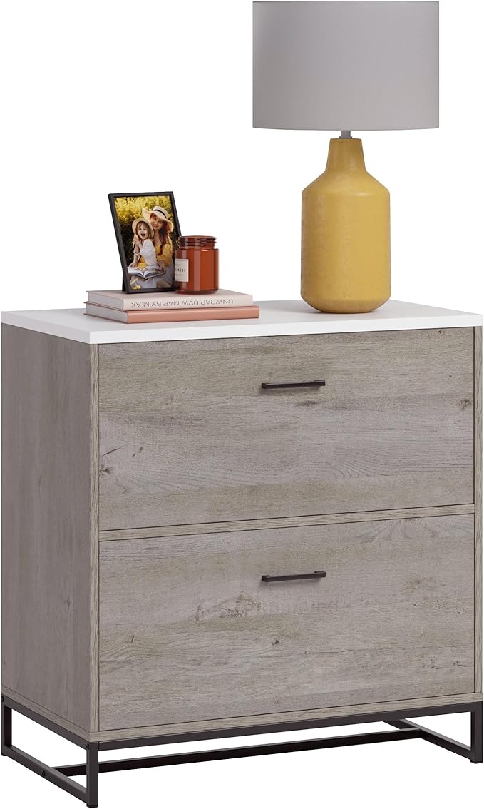 Sauder Tremont Row 2-Drawer Lateral File Cabinet, L: 27.95" x W: 15.71" x H: 29.53", Mystic Oak - LeafyLoom