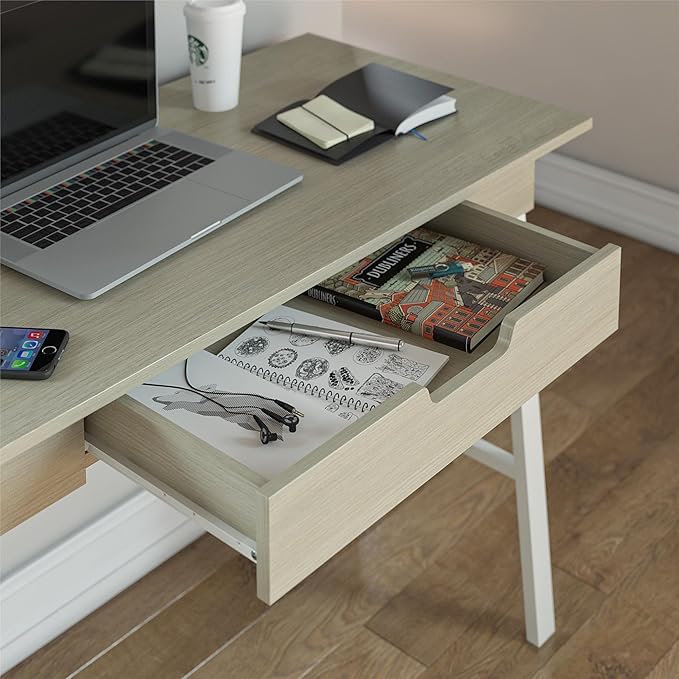 Ameriwood Home Oxford Computer Desk with Drawer, Pale Oak - LeafyLoom