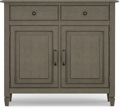 SIMPLIHOME Connaught SOLID WOOD 40 inch Wide Traditional Entryway Storage Cabinet in Farmhouse Grey for the Living Room, Entryway and Family Room - LeafyLoom