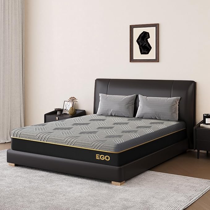 EGOHOME 12 Inch Twin XL Mattress, Copper Gel Cooling Memory Foam Mattress for Back Pain Relief,Therapeutic Mattress Bed in a Box, Made in USA, CertiPUR-US Certified, 38x80x12 Black - LeafyLoom