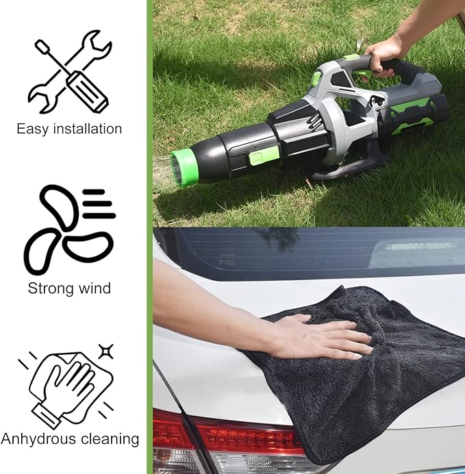 Car Drying Nozzle for EGO Leaf Blower - for EGO Power+ 530 575 580 615 650 765 Leaf Blower (Car Drying Nozzle/Car Wash Towel 16x16 in*2) - LeafyLoom