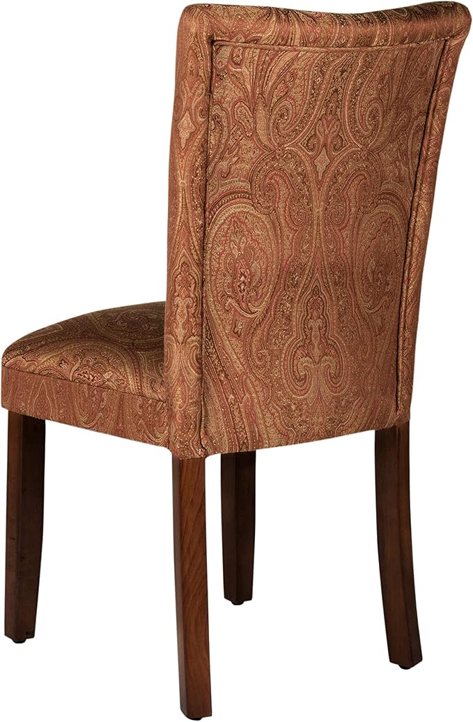 Homepop Home Decor |K1136-F765 | Classic Upholstered Parsons Dining Chair | Single Accent Dining Chair, Red & Gold Damask - LeafyLoom