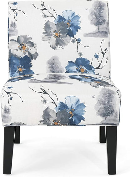 Christopher Knight Home Kendal Traditional Fabric Accent Chair, Print, Matte Black, 22.5D x 29.5W x 32H in - LeafyLoom