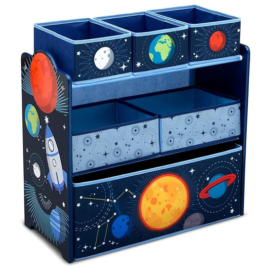 Delta Children Space Adventures Design & Store 6 Bin Toy Storage Organizer - Greenguard Gold Certified, Blue - LeafyLoom