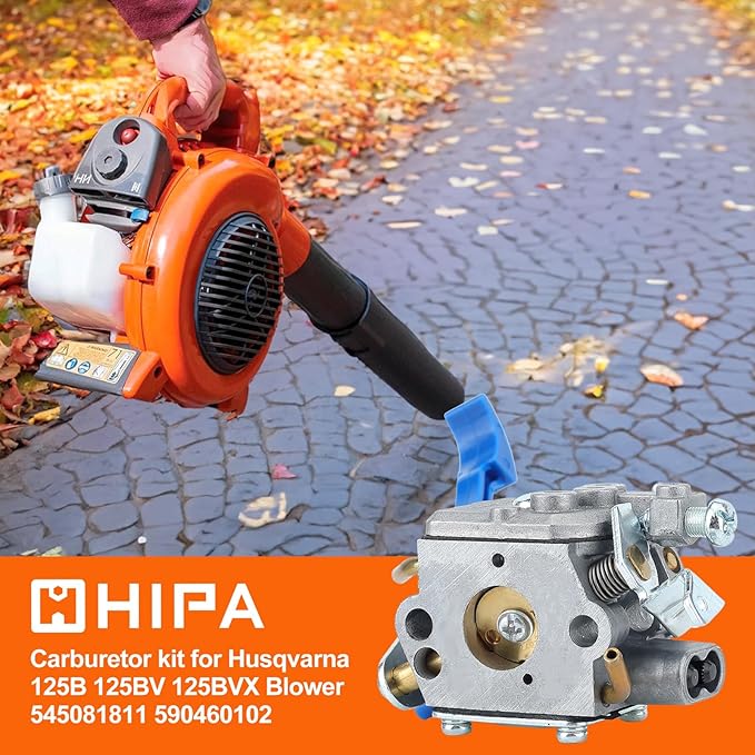 Hipa 125B Carburetor for Husq 125B 125BVX 125BX Jonsered B2126 BV2126 Leaf Blower Replace 545081811 590460102 C1Q-W37 Blower Carburetor Tune Up Kit Parts with 545112101 Filter - LeafyLoom