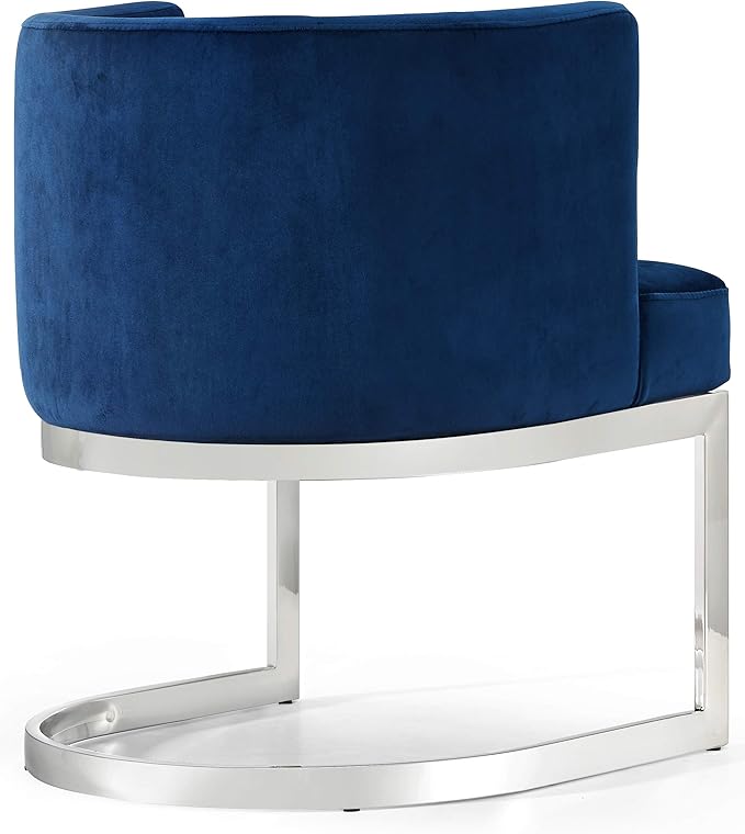 Meridian Furniture Gianna Collection Modern | Contemporary Velvet Upholstered Dining Chair with Polished Chrome Metal Frame, 24" W x 22" D x 29.5" H, Navy - LeafyLoom