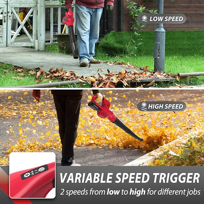 PowerSmart 20V Cordless Leaf Blower Tool Only, Lightweight & Portable Electric Blowers for Lawn Care, Gutter, Patio, Jobsite - LeafyLoom