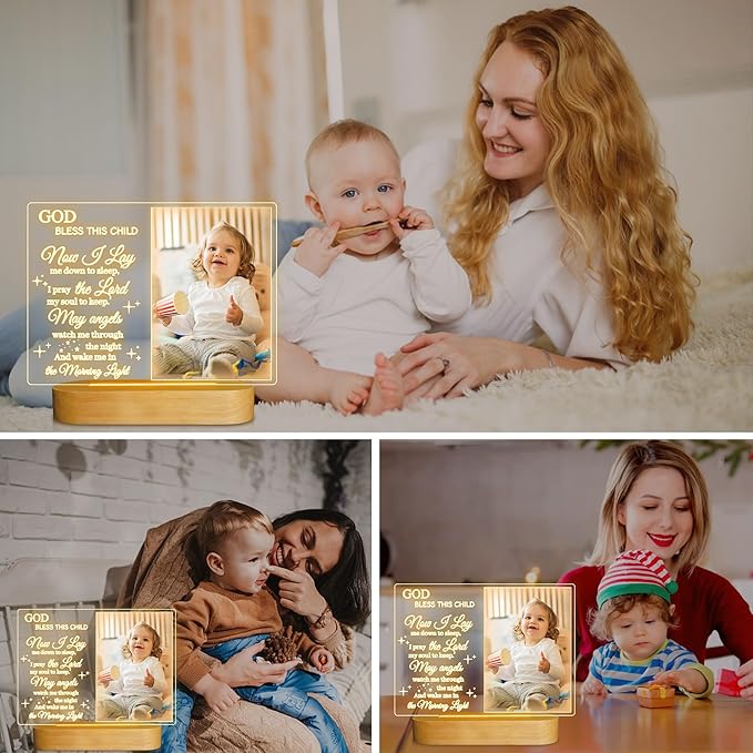 Attivolife Light up Picture Frame for Baby, Acrylic Photo Frame 3.5x5'' with LED Warm Night Light Desktop Decor Keepsake, Creative Gifts for Darling Birthday Newborn Birth Nursery Party Anniversary - LeafyLoom