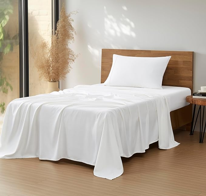 UGG 20932 Alahna Twin XL Bed Sheets and Pillowcases 3-Piece Set Sleep in Luxury Machine Washable Deep Pockets Wrinkle-Resistant Breathable Cozy Comfort Silky Cooling Sheets, Twin XL, White - LeafyLoom