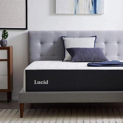 LUCID 14 Inch Memory Foam Mattress - Medium Feel - Memory Foam Infused with Bamboo Charcoal and Gel - Temperature Regulating - Pressure Relief - Breathable - Premium Support - Twin XL Size - LeafyLoom