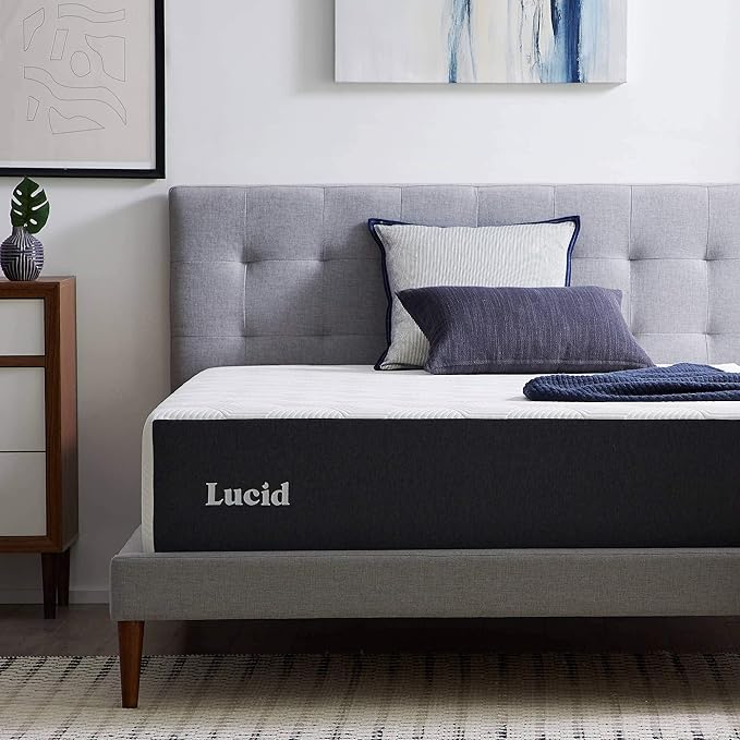 LUCID 14 Inch Memory Foam Mattress - Medium Feel - Memory Foam Infused with Bamboo Charcoal and Gel - Temperature Regulating - Pressure Relief - Breathable - Premium Support - Full Size - LeafyLoom