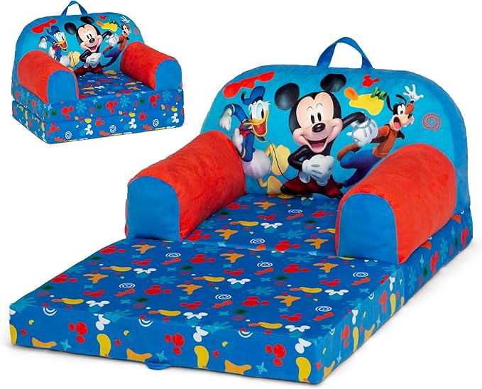 Delta Children Cozee Buddy Flip-Out Kids Chair, Mickey Mouse - LeafyLoom