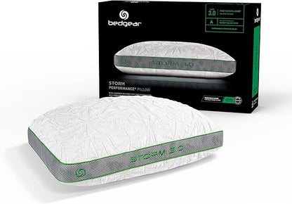 Bedgear Storm Performance Pillow - Size 3.0 - Cooling Pillow for Hot Sleepers - Medium Firmness Bed Pillow for All Sleep Positions - Hypoallergenic, Washable Removable Cover - 20" Wx 26" L x 6.5" H - LeafyLoom