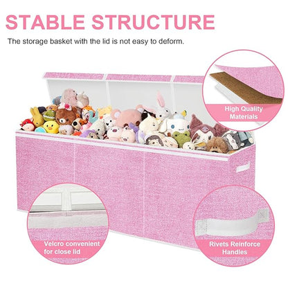 Extra Large Toy Box for Kids,Collapsible Toys Storage Chest Boxes Organizers with Dividers for Boys,Girls,Closet,Nursery,Playroom 35.8"x12.6"x16"(Dark Pink) - LeafyLoom