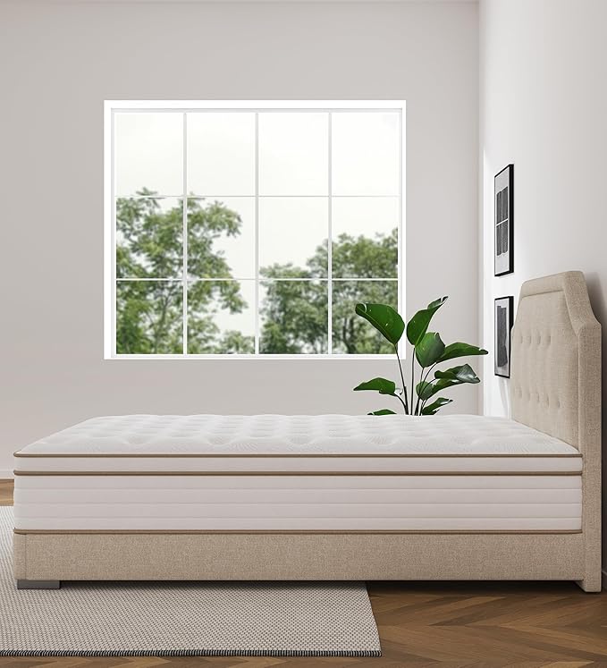 Queen Size Mattress,10 Inch Memory Foam Hybrid White Queen Mattresses in a Box,Individual Pocket Spring Breathable Comfortable for Sleep Supportive and Pressure Relief, CertiPUR-US. - LeafyLoom