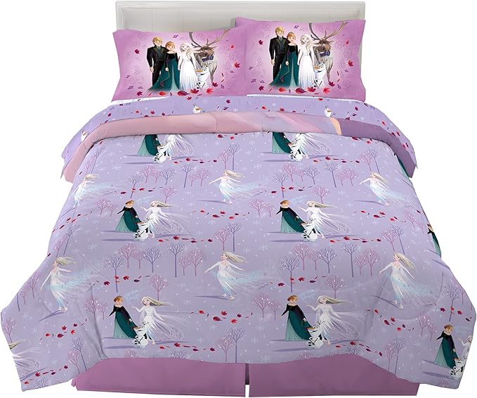 Disney Frozen 2 Kids Bedding Super Soft Comforter And Sheet Set, 5 Piece Full Size, "Official" Disney Product By Franco - LeafyLoom