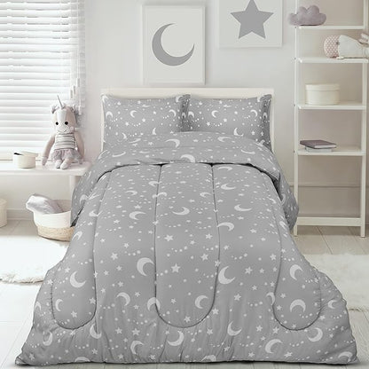 Utopia Bedding All Season Moon Star Comforter Set with 2 Pillow Cases, 3 Piece Soft Brushed Microfiber Kids Bedding Set for Boys/Girls, Machine Washable (Twin) - LeafyLoom