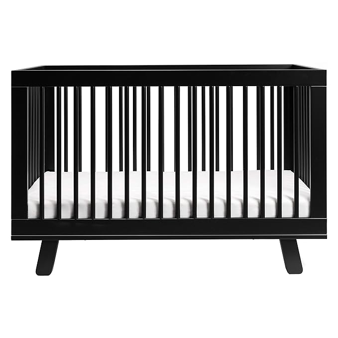 Babyletto Hudson 3-in-1 Convertible Crib with Toddler Bed Conversion Kit in Black, Greenguard Gold Certified - LeafyLoom