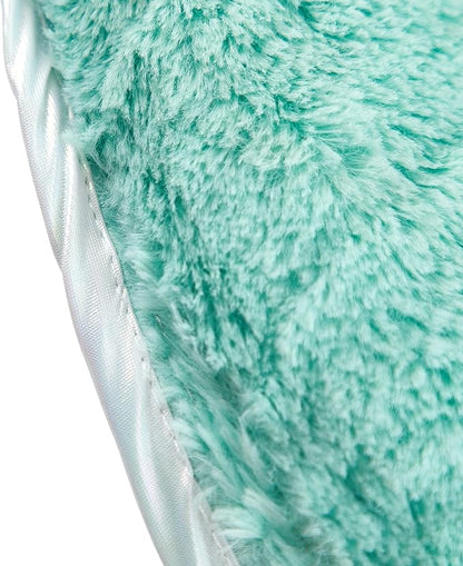 Faux Fur with Holographic Trim Foldable Saucer Chair, Teal - LeafyLoom