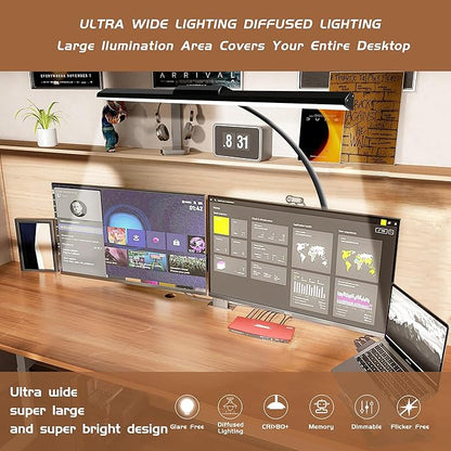 LED Desk Lamps for Home Office Eye-Caring Architect Lamp with Clamp 3 Colors 10 Brightness Adjustable Gooseneck Table Light with Key Control Workbench LED Reading Lamp [with Adatper] - LeafyLoom