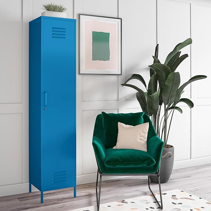 Novogratz Cache Single Metal Locker Storage, Blue Cabinet - LeafyLoom