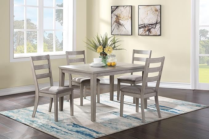 NicBex Small Dining Table Set for 4 Dining Room Set 5pc Dining Set Kitchen Dinette Wooden Top Table and Chairs Upholstered Cushions Seats Ladder Back Chair Dining Room, Natural - LeafyLoom