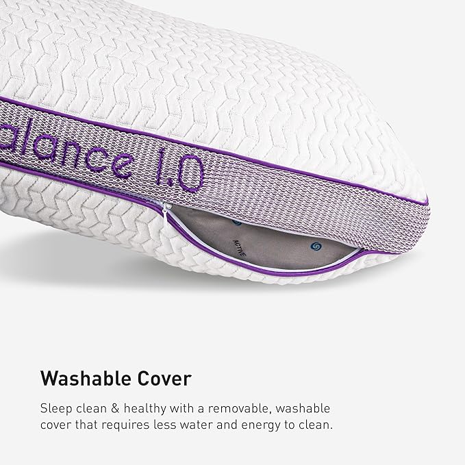 Bedgear Balance Performance Pillow - Size 1.0 - Moisture Wicking Bed Pillows for All Sleep Positions - Medium Firmness - Washable Cover - Back, Stomach, Side Sleeper Pillow - 20" W x 26" L x 5.25" H - LeafyLoom