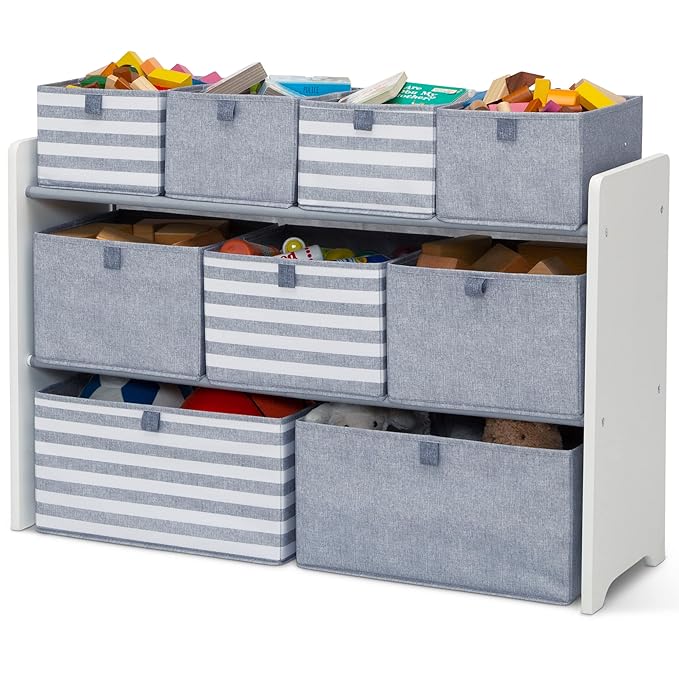 GAP GapKids Deluxe Toy Organizer - Greenguard Gold Certified, Grey/White - LeafyLoom