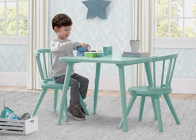 Delta Children Windsor 2 Chair, 3 Piece Set, Aqua - LeafyLoom