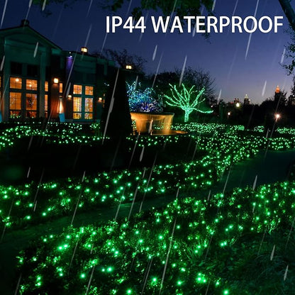 Dazzle Bright 2 Pack Total 400LED 132FT Green Christmas Solar String Outdoor Lights, St. Patrick's Day Solar Powered with 8 Modes Waterproof Fairy Lights for Patio Garden Tree Party Yard Decoration DazzleBright