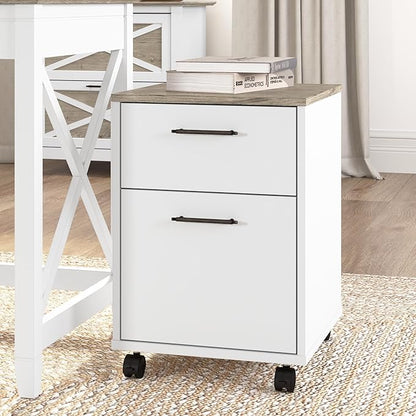 Bush KWF116G2W-03 2-Drawer Mobile File Cabinet Ltr/Lgl Shiplap Gray/Pure White 15.51-Inch - LeafyLoom