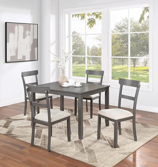 NicBex Kitchen Table Set for 4 Dining Table Classic Stylish 5Pc Dining Set Kitchen Dinette Wooden Top Table and Chairs Cushions Seats Ladder Back Chair Dining Room, Natural+Grey - LeafyLoom