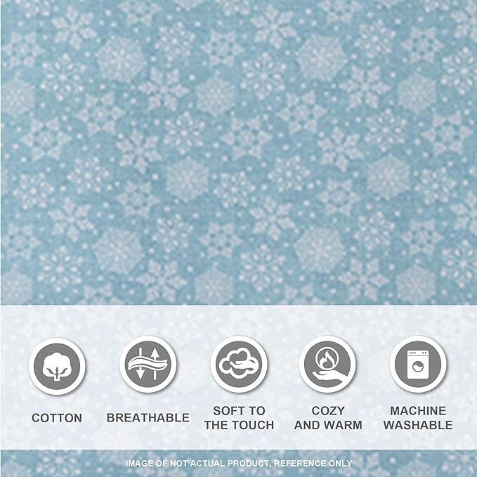 Comfort Spaces Cotton Flannel Breathable Warm Deep Pocket Sheets with Pillow Case Bedding, Queen, Blue Snowflakes 4 Piece - LeafyLoom