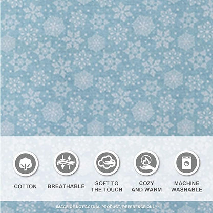 Comfort Spaces Cotton Flannel Breathable Warm Deep Pocket Sheets with Pillow Case Bedding, Queen, Blue Snowflakes 4 Piece - LeafyLoom