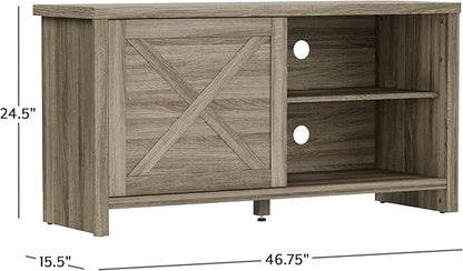 Hillsdale Columbus, 6529-880, 47 Inch Wood Entertainment Console with Sliding Door and 2 Shelves, Dark Oak - LeafyLoom