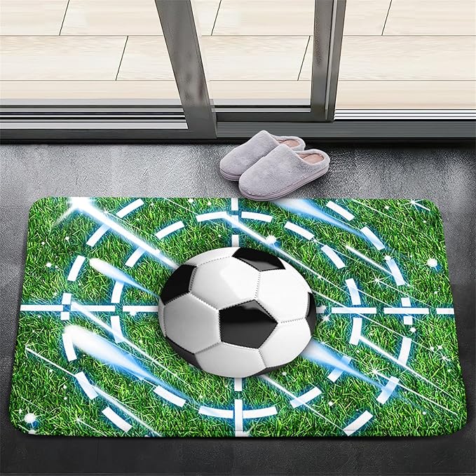 Football Rug for Boys Room - Soccer Rug for Boys Room Football Printed Rug for Kids Room Football Decor for Boys Bedroomsports Ball Doormat for Living Room Bedroom,2'×3' - LeafyLoom